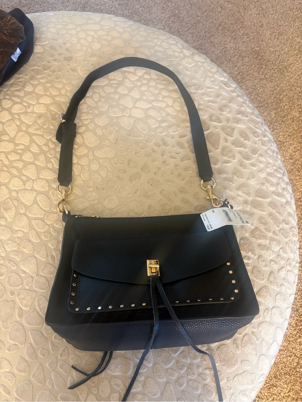 Rebecca Minkoff Black Leather Shoulder Bag with Gold Hardware